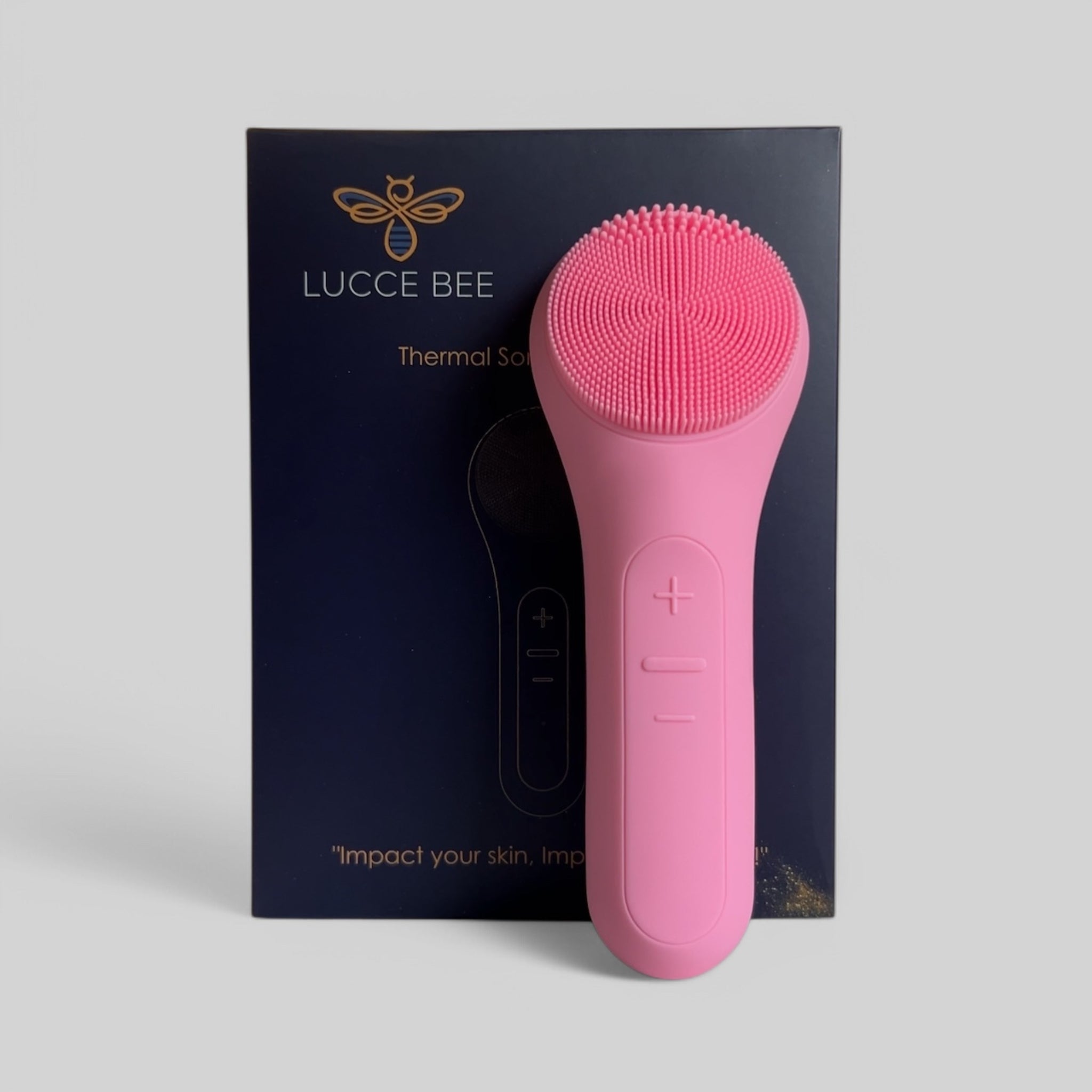 Lucce Bee Pink Thermal Sonic Facial Cleansing Brush – Gentle Silicone Face Exfoliator for Deep Pore Cleaning and Glowing Skin