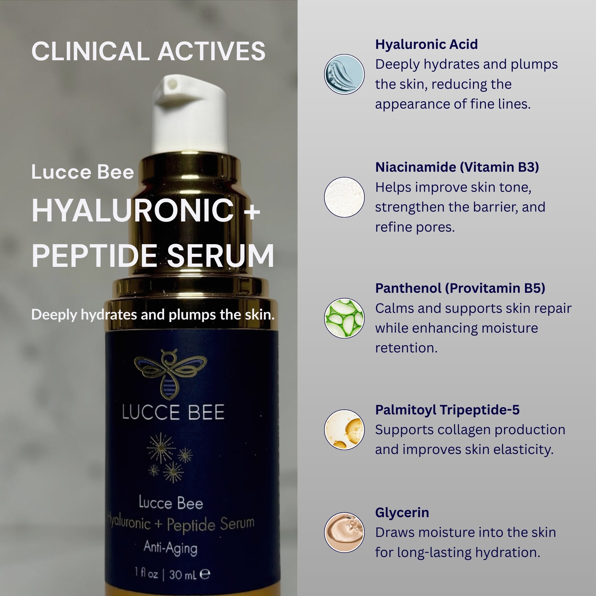 Hyaluronic + Peptide Serum - Lucce Bee