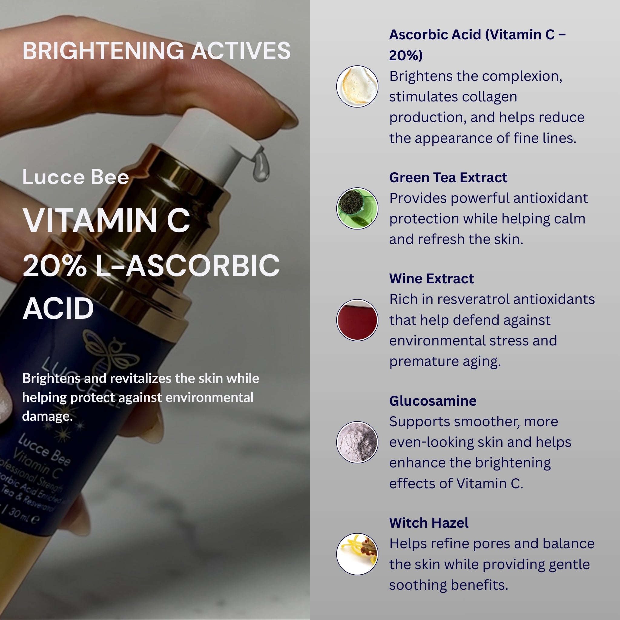 Vitamin C Professional Strength Serum - 20% L-Ascorbic Acid - Lucce Bee