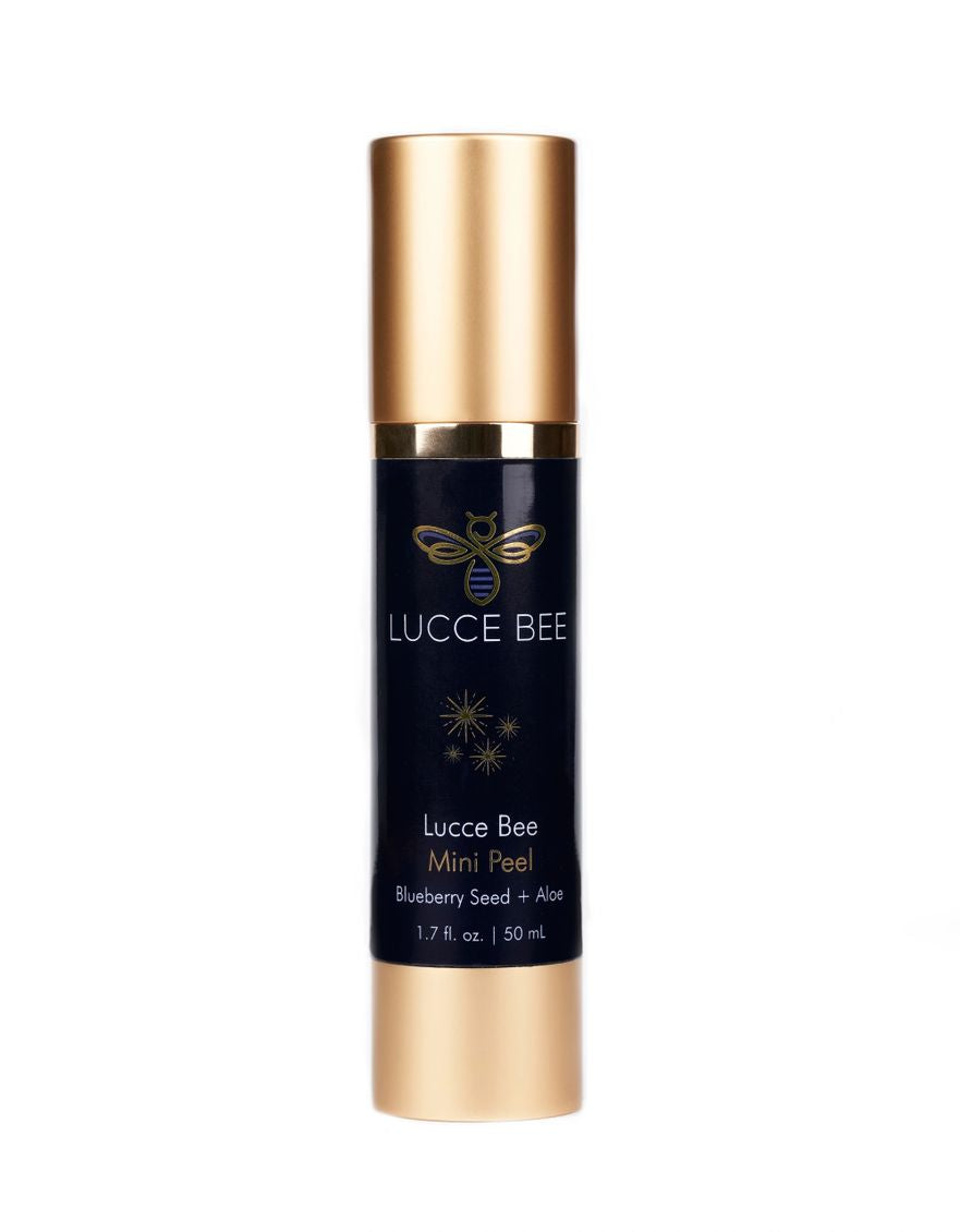 Lucce Bee Mini Peel with Blueberry Seed and Aloe – Exfoliating Treatment in Elegant Gold and Navy Bottle (1.7 fl oz / 50 mL)