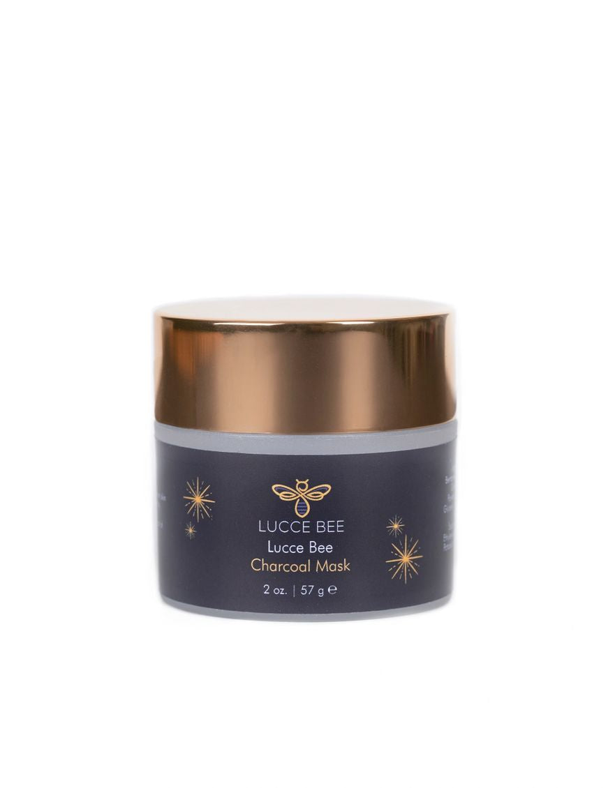 Lucce Bee Charcoal Mask – Pore-Cleansing Skincare Treatment in Elegant Gold-Lidded Jar for Detoxifying and Balancing Oily Skin (2 oz)