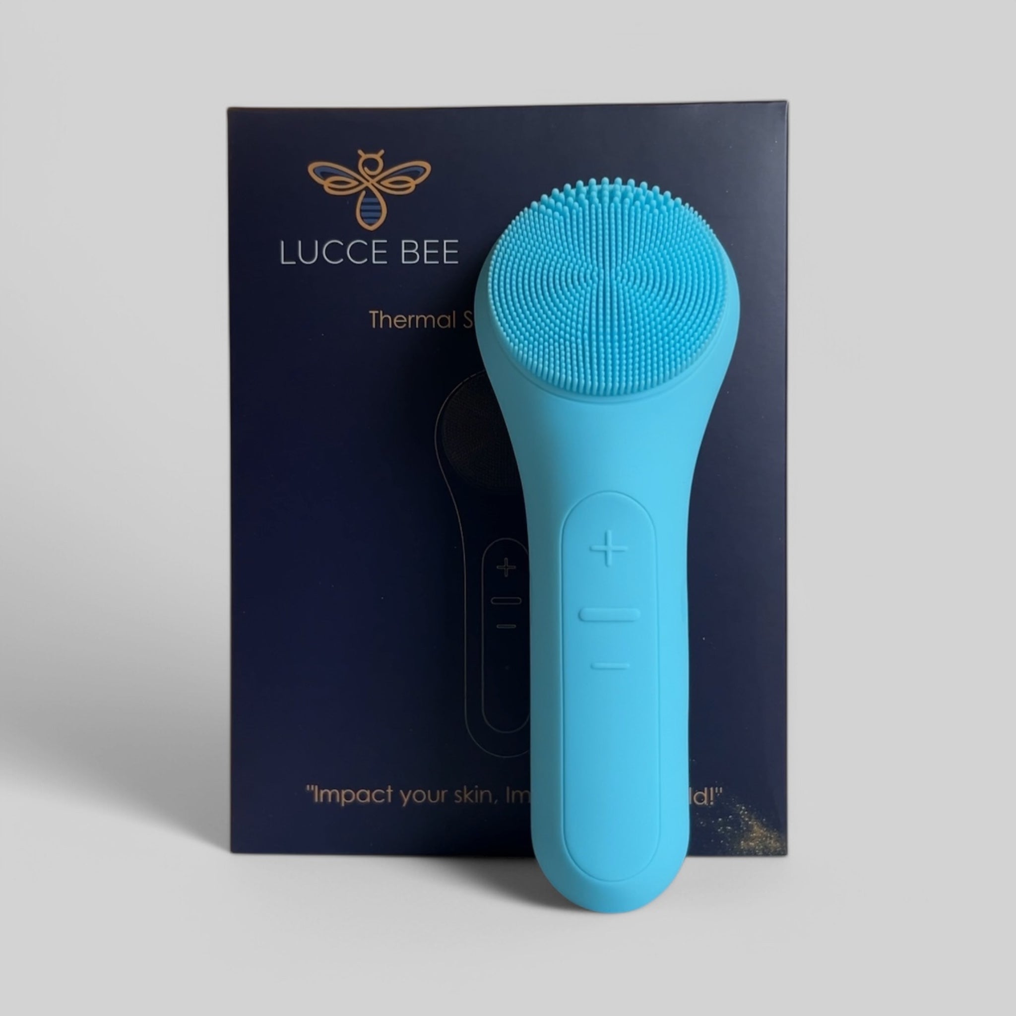 Lucce Bee Blue Thermal Sonic Facial Cleansing Brush – Gentle Silicone Face Exfoliator for Deep Pore Cleaning and Glowing Skin