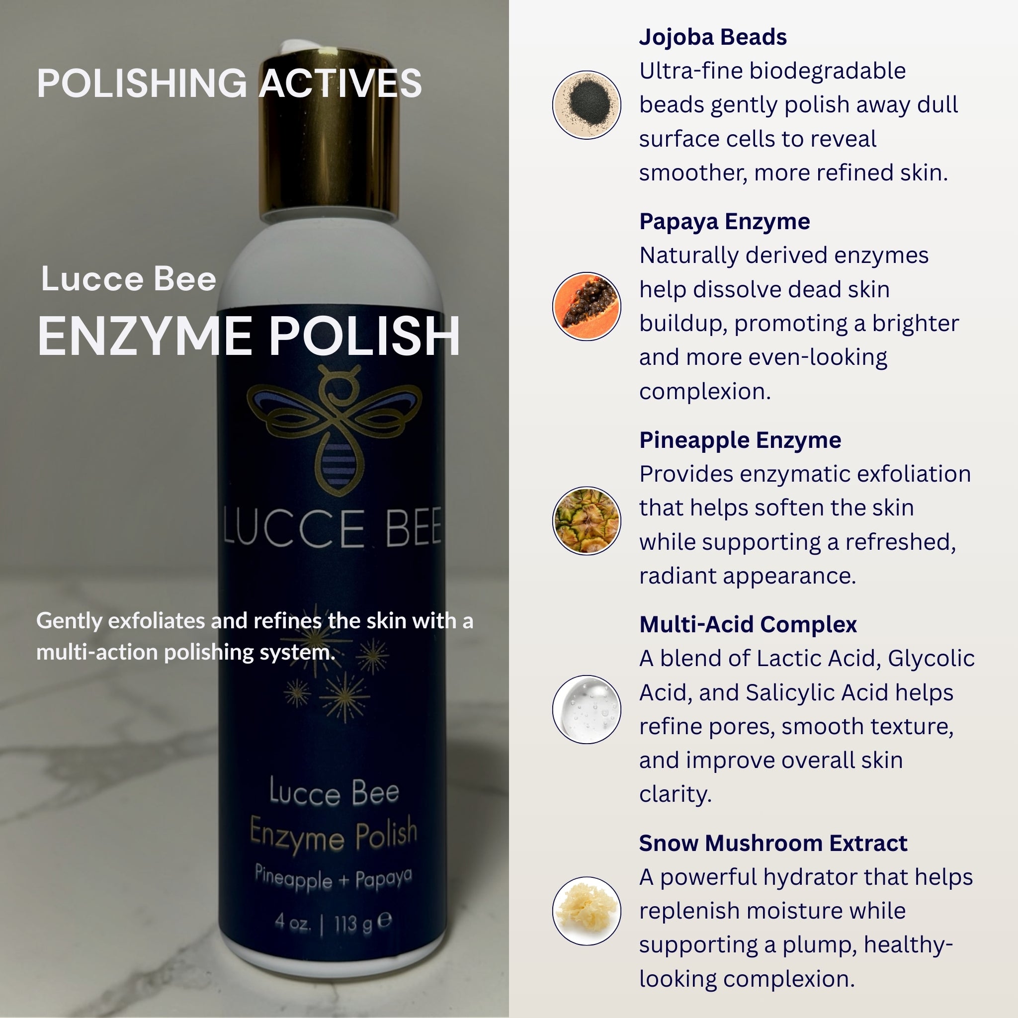 Enzyme Polish - Pineapple + Papaya Exfoliator - Lucce Bee
